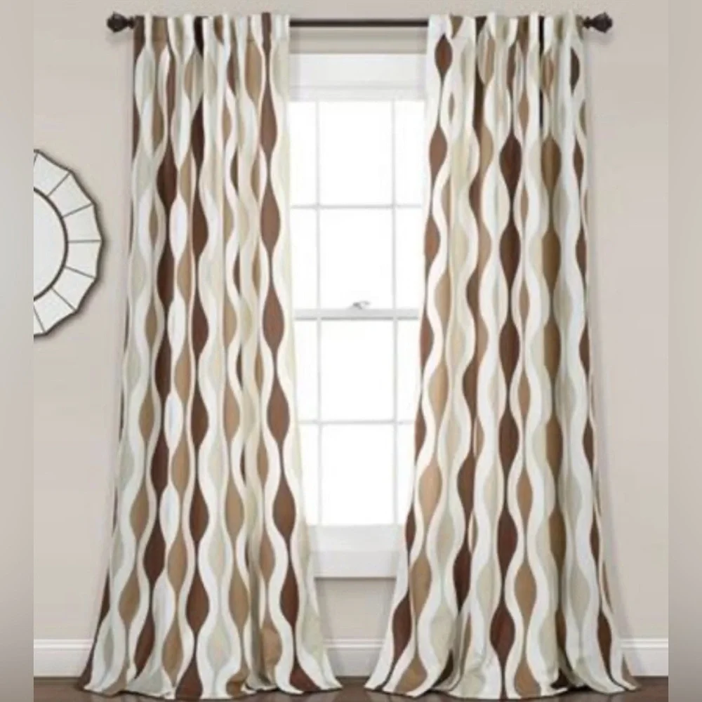 Lush Decor Mid Century Geo Room Darkening Window Curtain Panel Pair 52